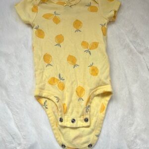 Yellow Lemon Print Baby Onesie